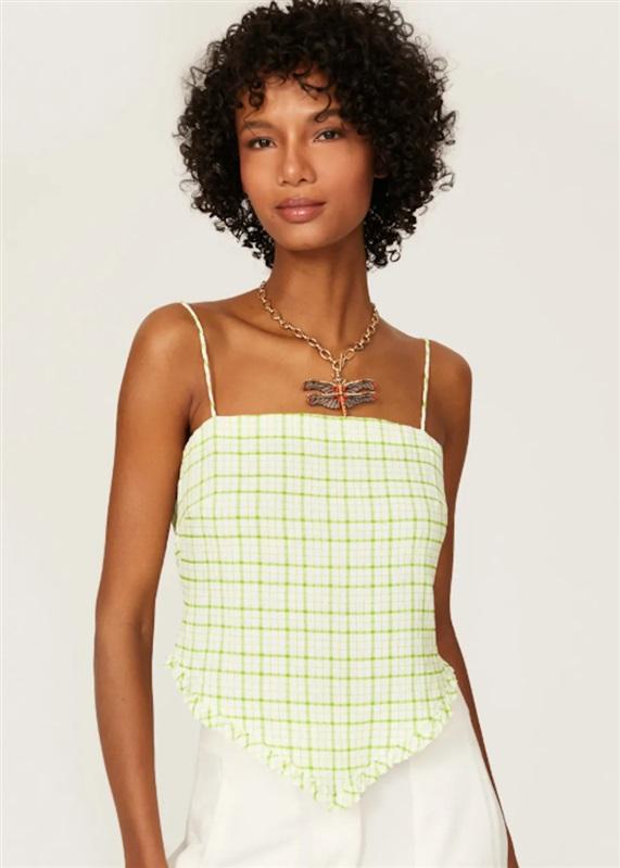 NWT Free People Line and Dot M Oakley Scarf TOP Green 129313