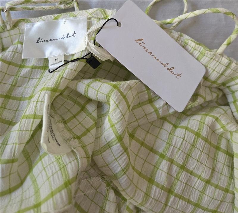 NWT Free People Line and Dot M Oakley Scarf TOP Green 129313