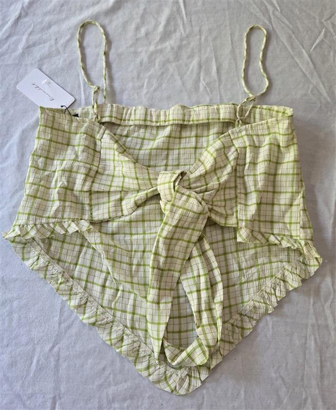 NWT Free People Line and Dot M Oakley Scarf TOP Green 129313