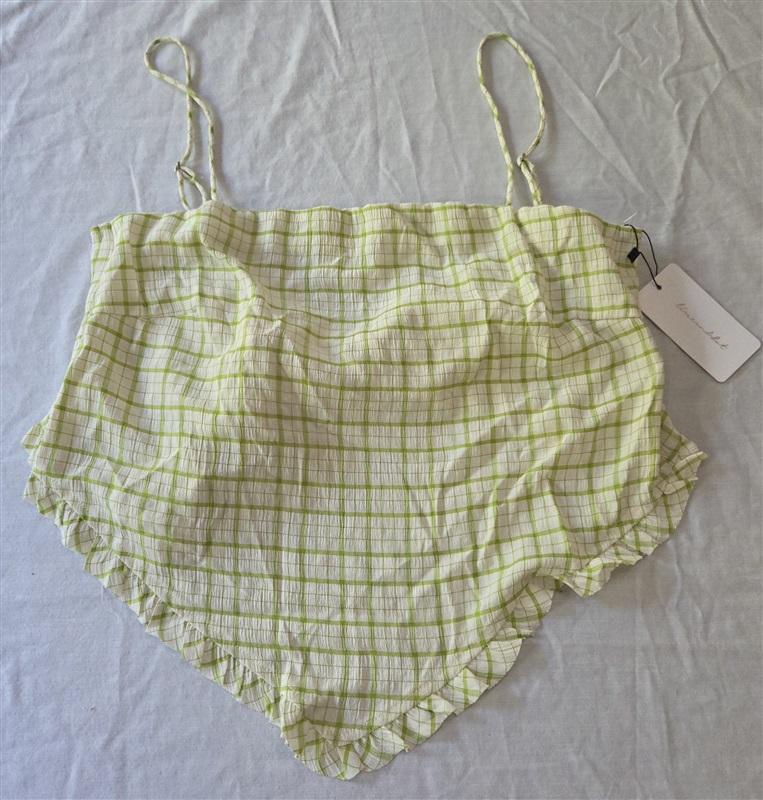 NWT Free People Line and Dot M Oakley Scarf TOP Green 129313