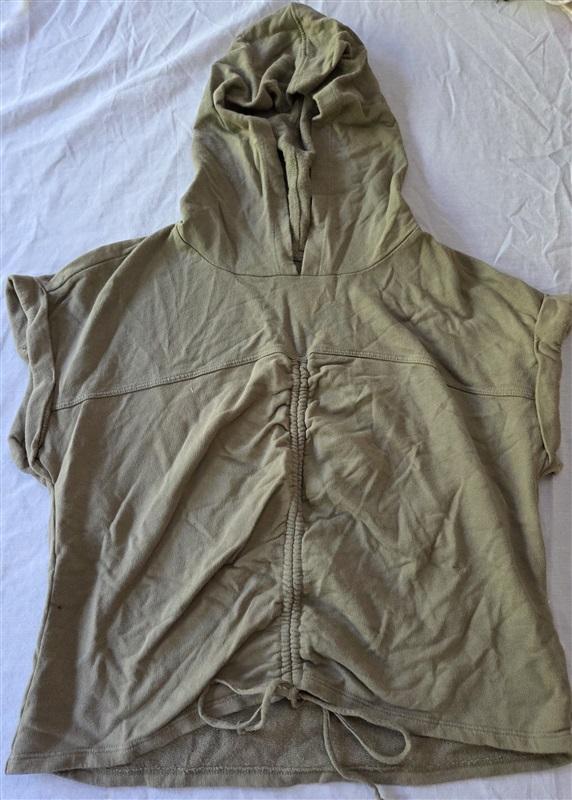 NWOT Urban Outfitters L Olive Green Gathered Front Hoodie Sweatshirt 129315