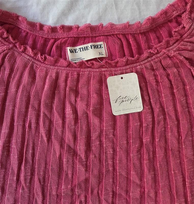 NWT Free People XL Meant To Be Ribbed Strange Love Pink 129316