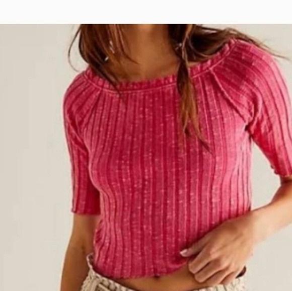 NWT Free People XL Meant To Be Ribbed Strange Love Pink 129316