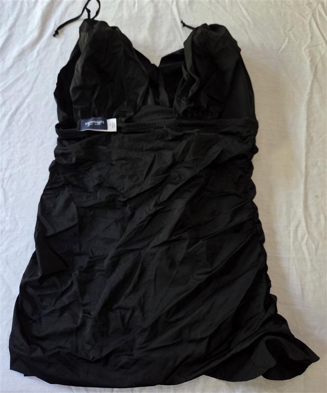 NWOT Swimsuits for All 14W Ruched 1 Pc Swim dress Black 129317