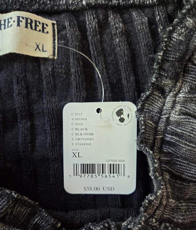 NWT Free People XL Meant To Be Ribbed Strange Love Black 129318