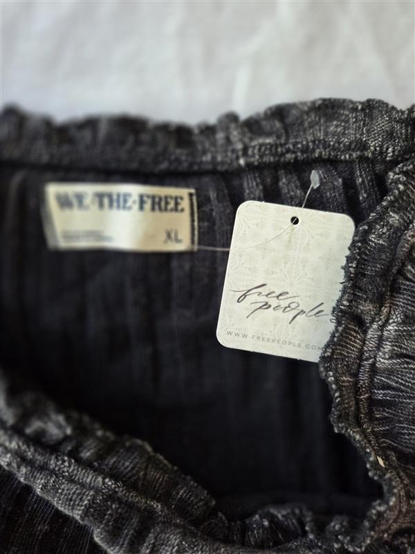 NWT Free People XL Meant To Be Ribbed Strange Love Black 129318