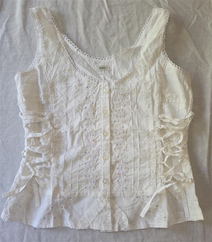 NWOT Aziz SM Lace Beaded Corset Victorian Boho Chic 129324