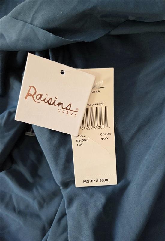 NWT Raisins Curve 14W Marrakesh Stingray 1PC Teal Green Swimsuit 129326