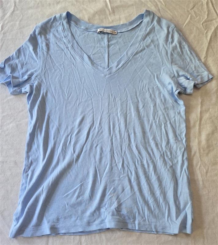 NWOT Michael Stars OS V Neck Short Sleeve T Shirt Blue 129328