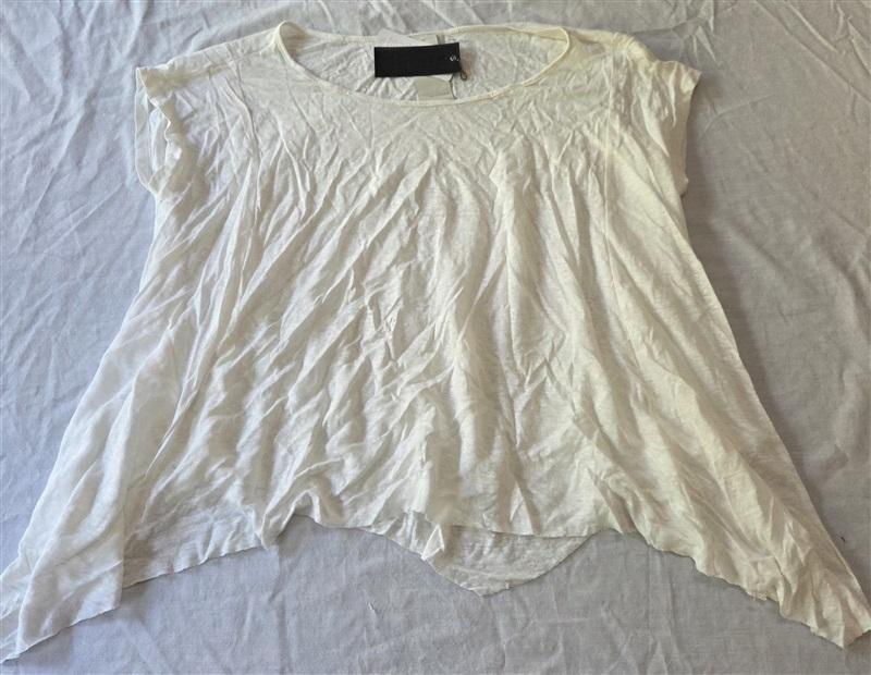 NWT Heather H by Bordeaux SM Linen Trapeze Top SS White 129329