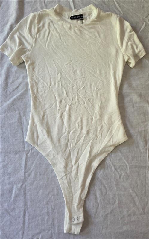 NWOTD Naked Wardrobe S My Kinda T Party Bodysuit White 129330