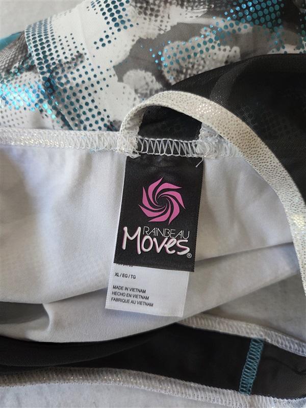 NWOT Rainbeau Moves XL Sparkle Camo Blue Dance or Gymnastic Leotard 129331