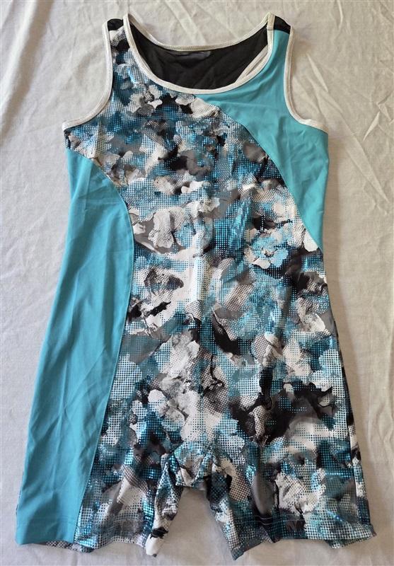 NWOT Rainbeau Moves XL Sparkle Camo Blue Dance or Gymnastic Leotard 129331