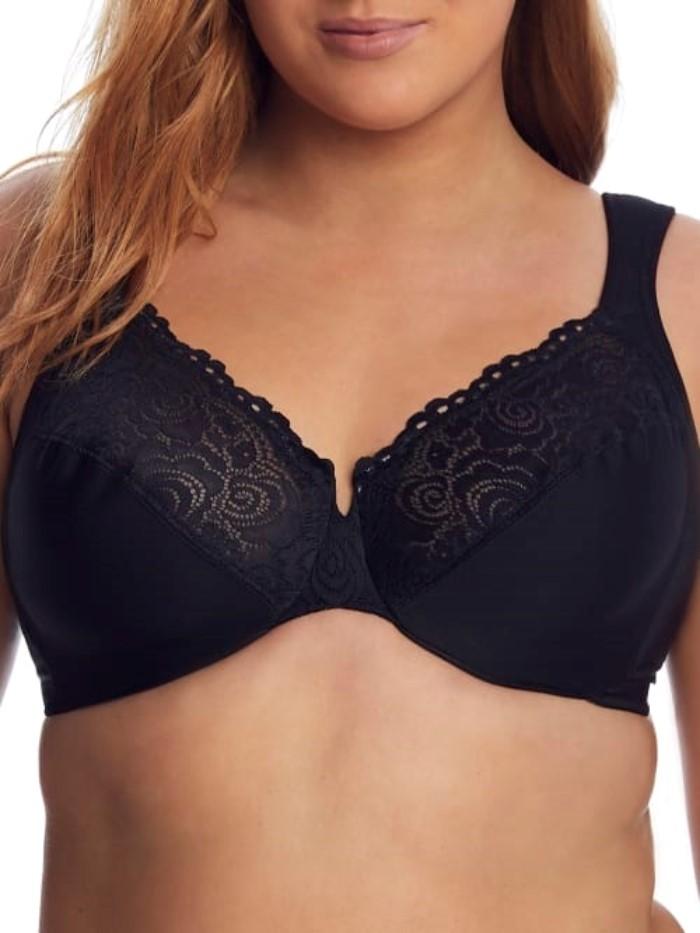 NWOT Glamorise 34F Elegance Comfort Straps Wonderwire Bra 1240 Black 129348