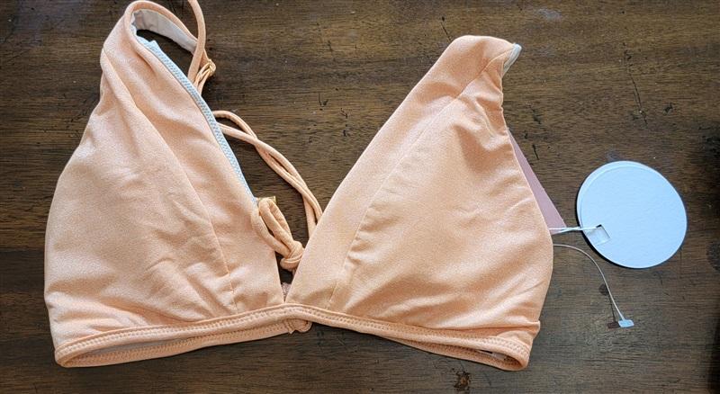 NWT Pilyq Citrine M Skylar Halter Bikini Swim Top & Bottom Sparkle Orange 129359