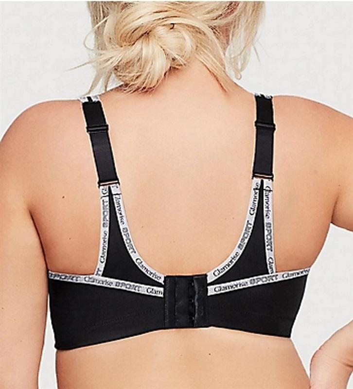 NWT Glamorise 42D No Bounce Cami Sports Bra 1067 Black Gray 129367