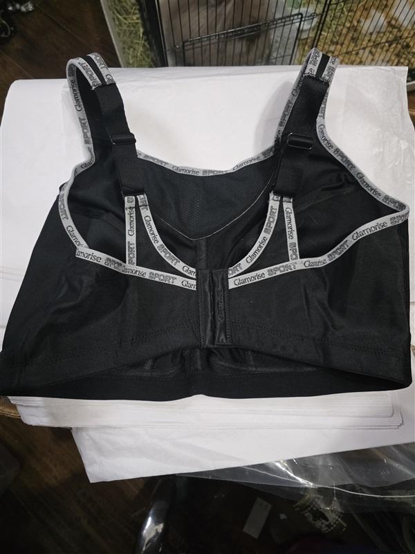 NWOT Glamorise 42C No Bounce Cami Sports Bra 1066 Black Gray 129377