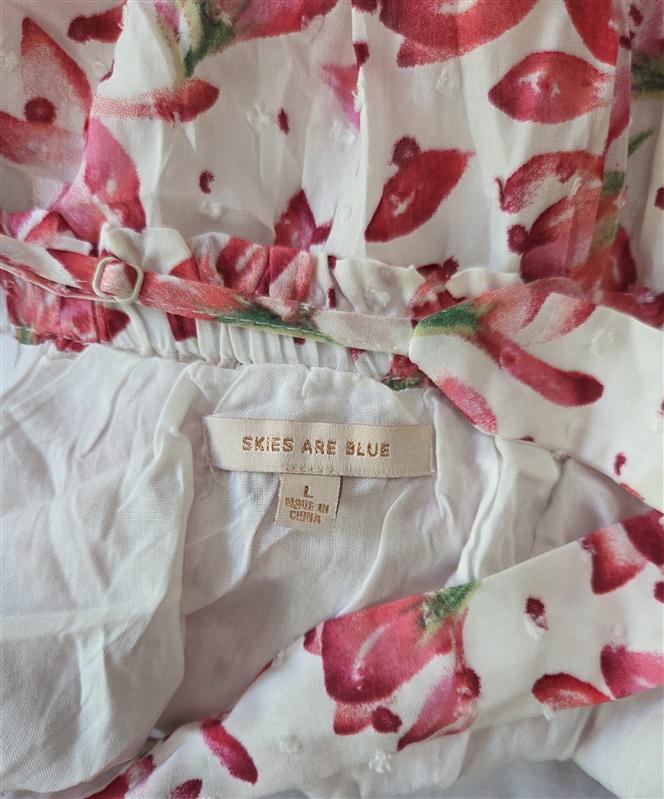 NWOT Skies are Blue L Floral Red Eyelet Lace Cami Tank top 129396