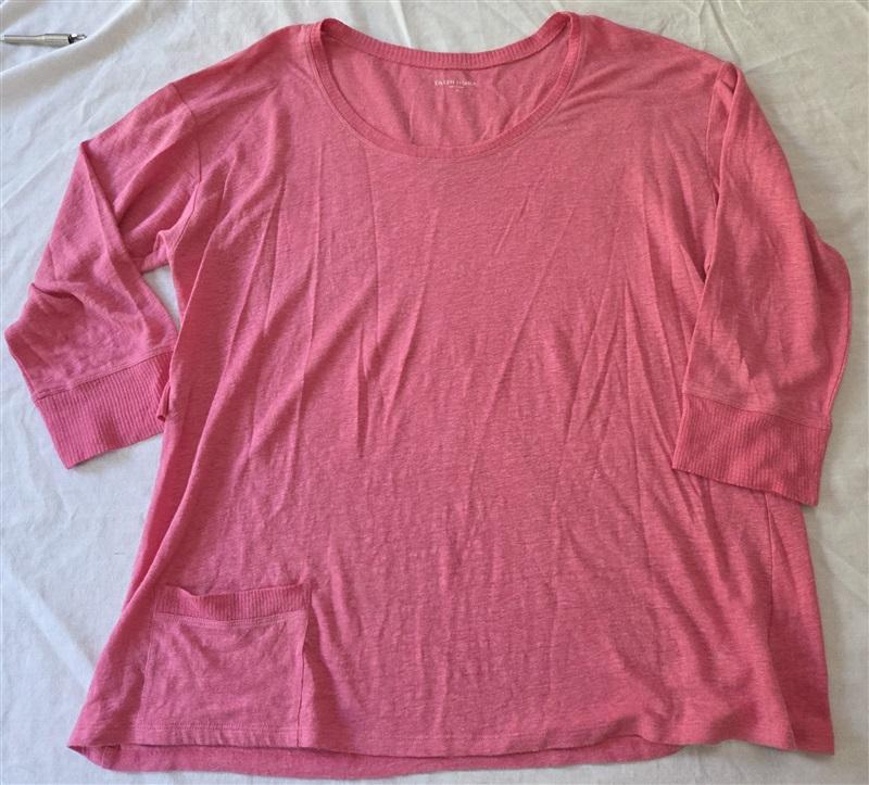 NWOT Eileen Fisher M Linen Pink 3/4 Sleeve Tunic 129398