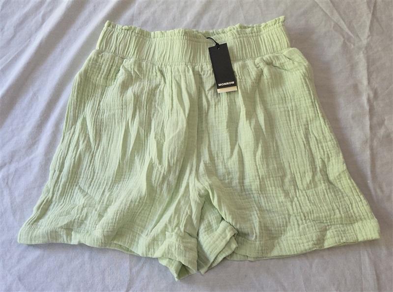 NWT Monrow S Gauze Shorts Lime Green Pull On Pockets 129402