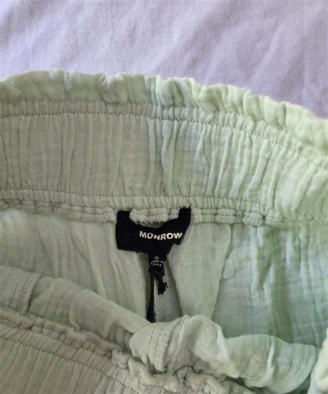 NWT Monrow S Gauze Shorts Lime Green Pull On Pockets 129402