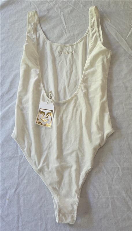NWT Obey S Layla Bodysuit Marshmallow White Velvet 129403