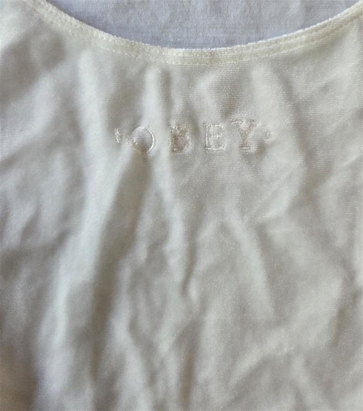 NWT Obey S Layla Bodysuit Marshmallow White Velvet 129403