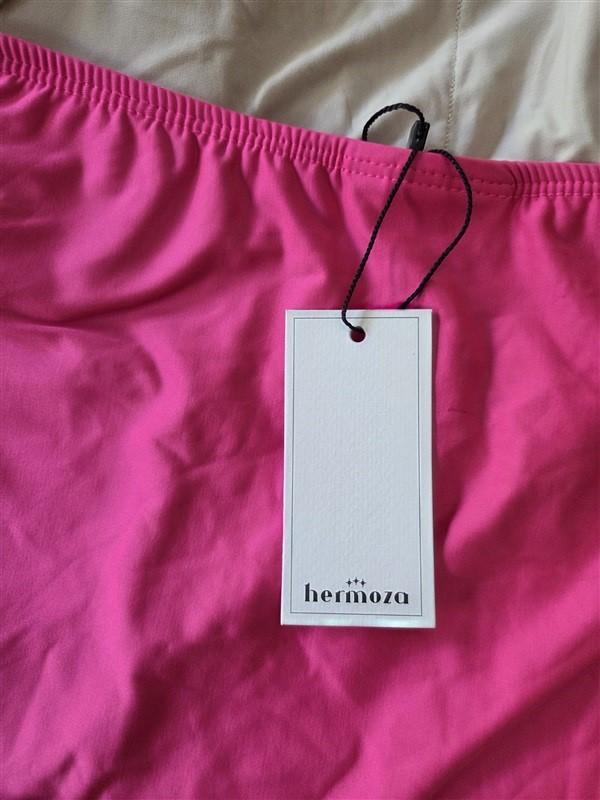 NWT HERMOZA 6 Pink Genevieve High Neck Halter Sash Tie 1PC Swimsuit 129405