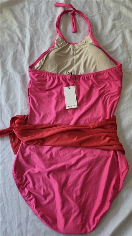 NWT HERMOZA 6 Pink Genevieve High Neck Halter Sash Tie 1PC Swimsuit 129405
