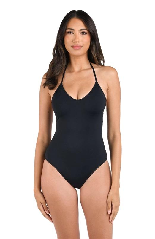 NWT La Blanca 12 Underwire Scoop Front Lingerie 1PC Black 129414