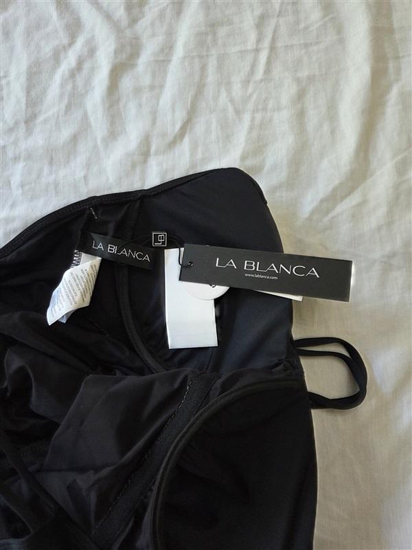 NWT La Blanca 12 Underwire Scoop Front Lingerie 1PC Black 129414
