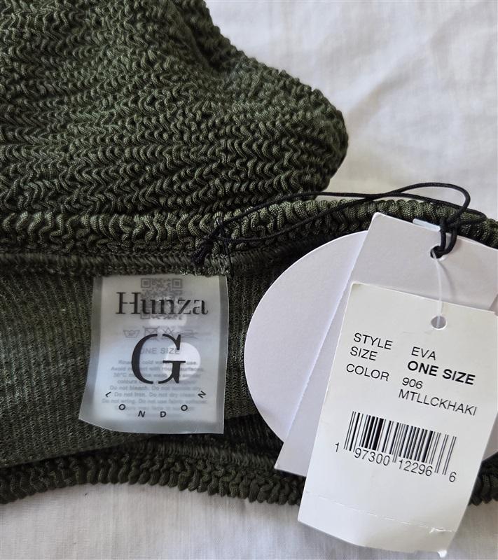 NWT Hunza G OS Eva Seersucker Olive Green Bikini Bottom 129417