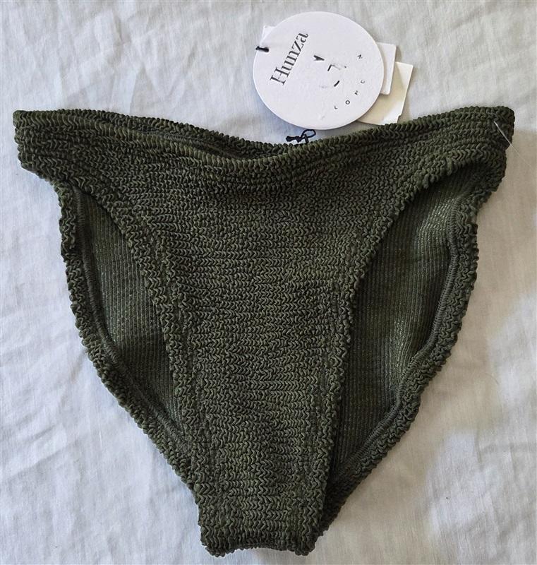 NWT Hunza G OS Eva Seersucker Olive Green Bikini Bottom 129417