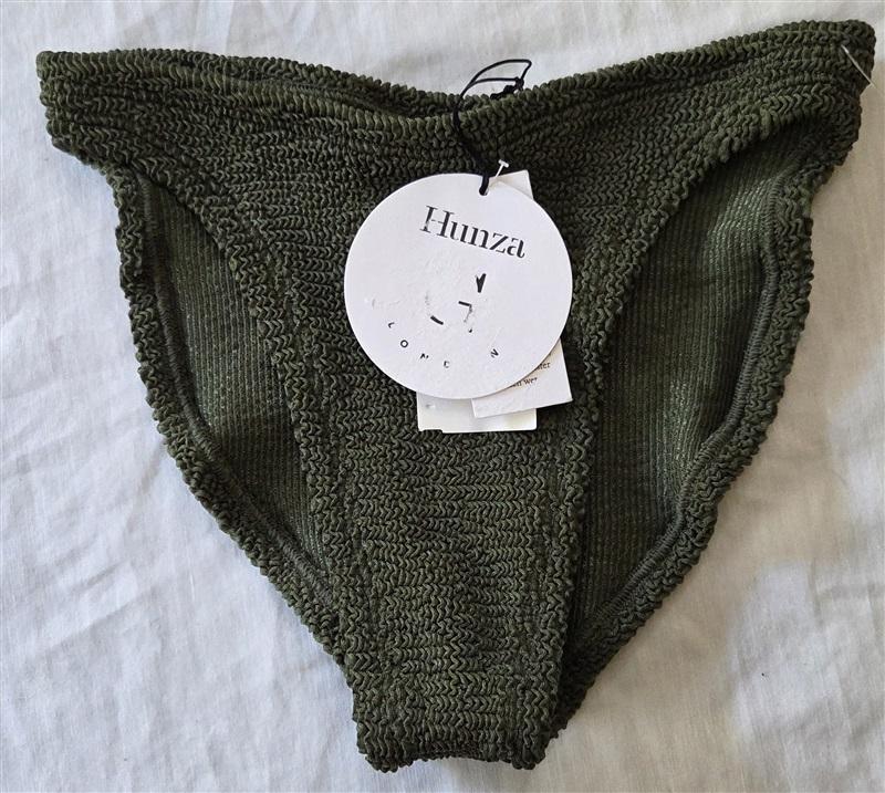 NWT Hunza G OS Eva Seersucker Olive Green Bikini Bottom 129417