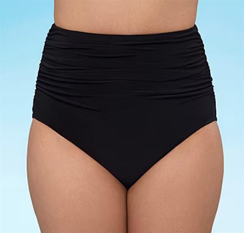 NWT Trimshaper 24W High Waist Bikini Swimsuit Bottom Black 129419
