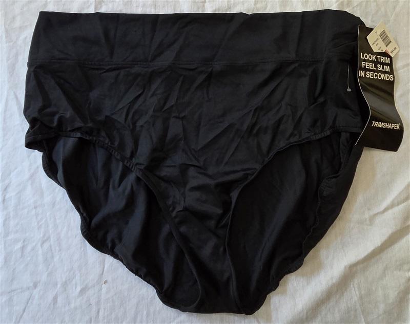 NWT Trimshaper 24W High Waist Bikini Swimsuit Bottom Black 129419
