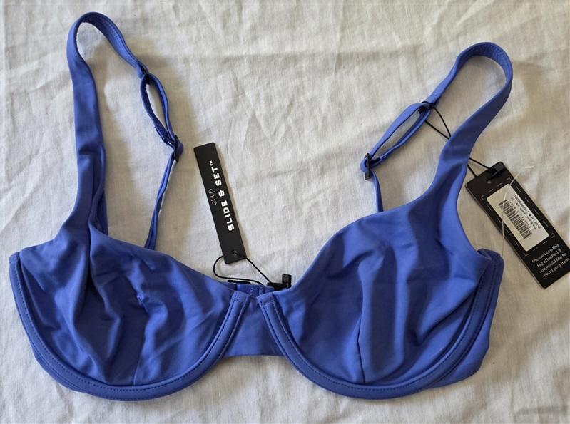 NWT CUUP 30F 32E Scoop Underwire Periwinkle Bikini Swim Top 129421