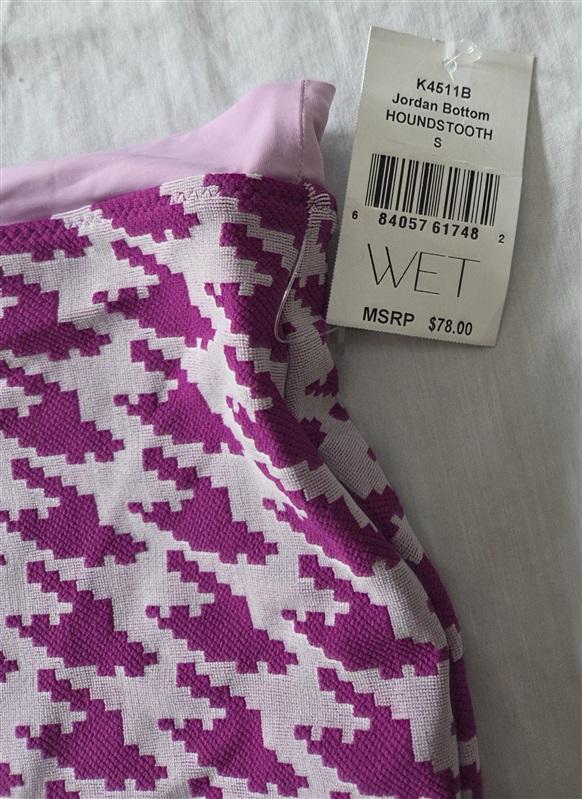 NWT Wet LA S Jordan Hounds tooth High Rise Swim Bikini Bottom Purple 129424
