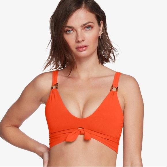 NWOT Robin Piccone XS Hailey Solar Bikini Top Orange Knot Front 129425