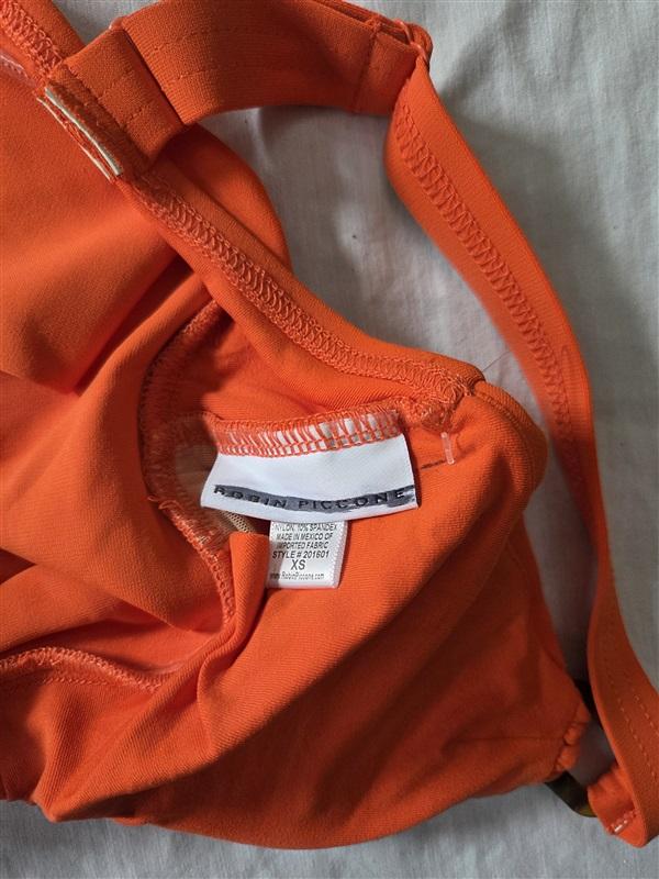 NWOT Robin Piccone XS Hailey Solar Bikini Top Orange Knot Front 129425