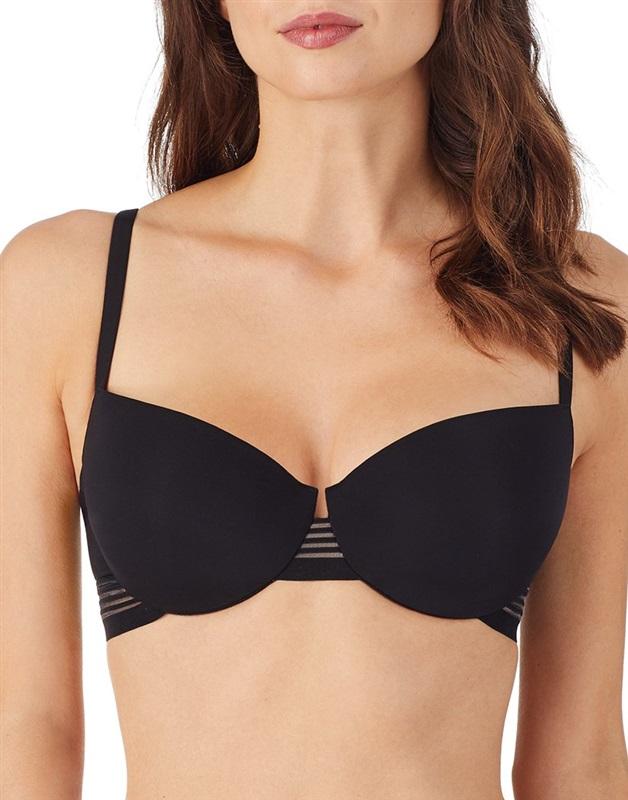 NWT Le Mystere 34DD/E Second Skin Convertible Demi Bra 4521 Black 129432