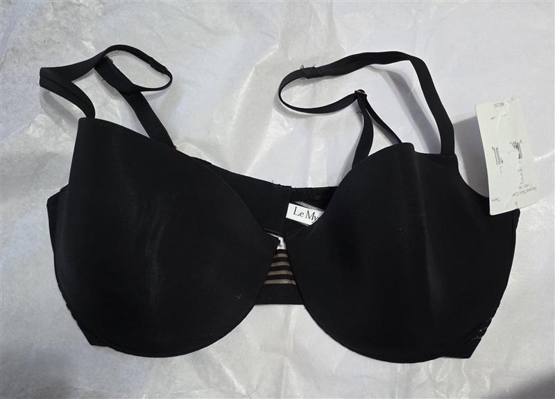 NWT Le Mystere 34DD/E Second Skin Convertible Demi Bra 4521 Black 129432