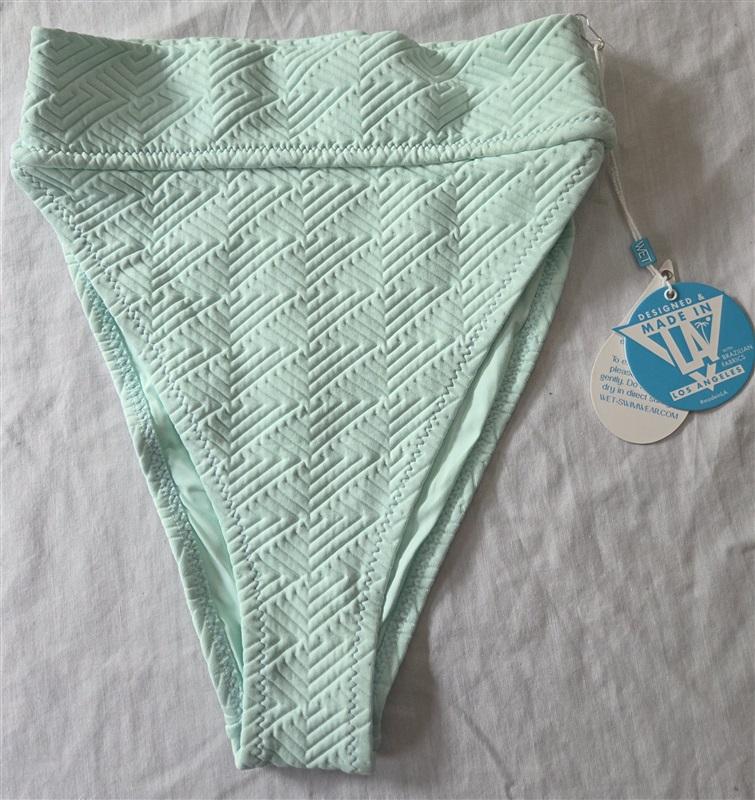 NWT Wet LA S Quilted Mint Green High Rise Swim Bikini Bottom 129434