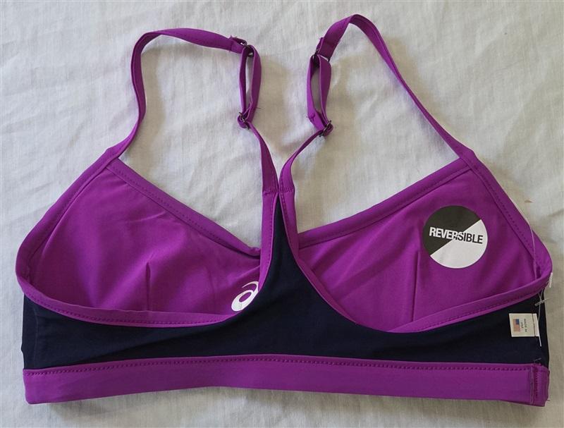 NWT Asics XS Kaitlyn Racerback Reversible Sports Bra Purple Blue 129436