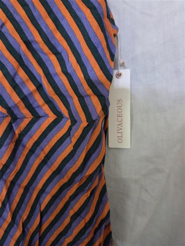 NWT Olivaceous Striped Spaghetti Strap Dress Orange Green Purple 129443