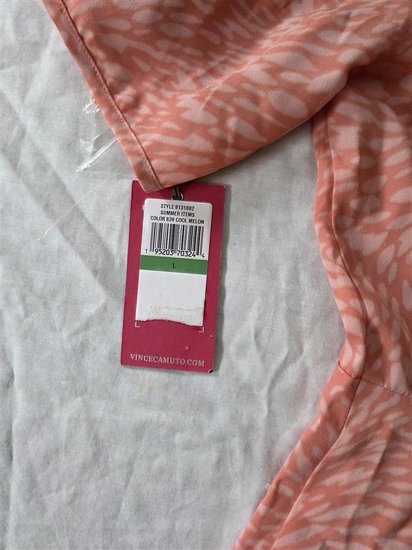 NWT VInce Camuto L Button Up V Neck Flutter Sleeves 129449