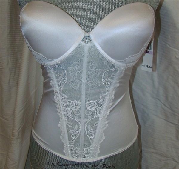 NWT Jezebel Caress Too 32C Bustier Bridal Lace Strapless 30533 White 129460