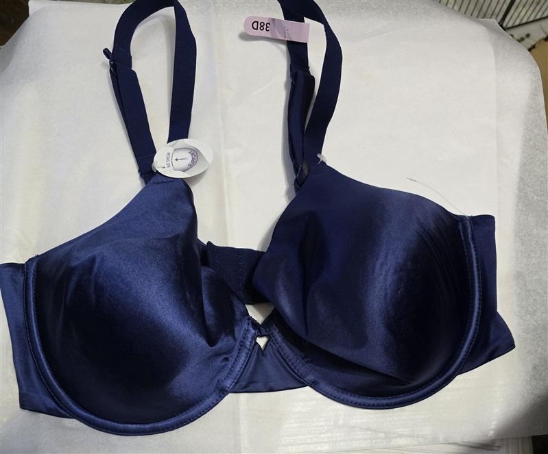 NWT Hanes 38D Ultimate No Show Support Underwire Bra HU33 Blue 129466