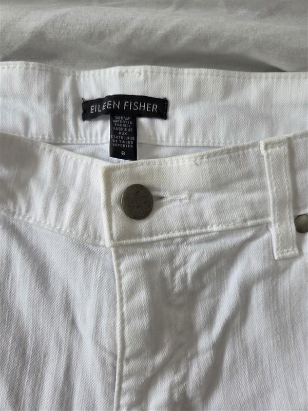 NWOT Eileen Fisher 8 White Stretch Straight Jeans Denim Pants 129491