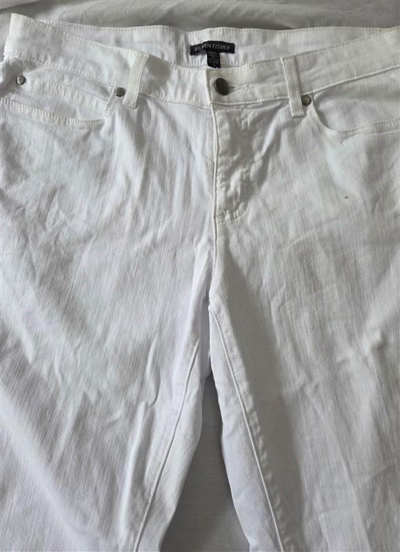NWOT Eileen Fisher 8 White Stretch Straight Jeans Denim Pants 129491